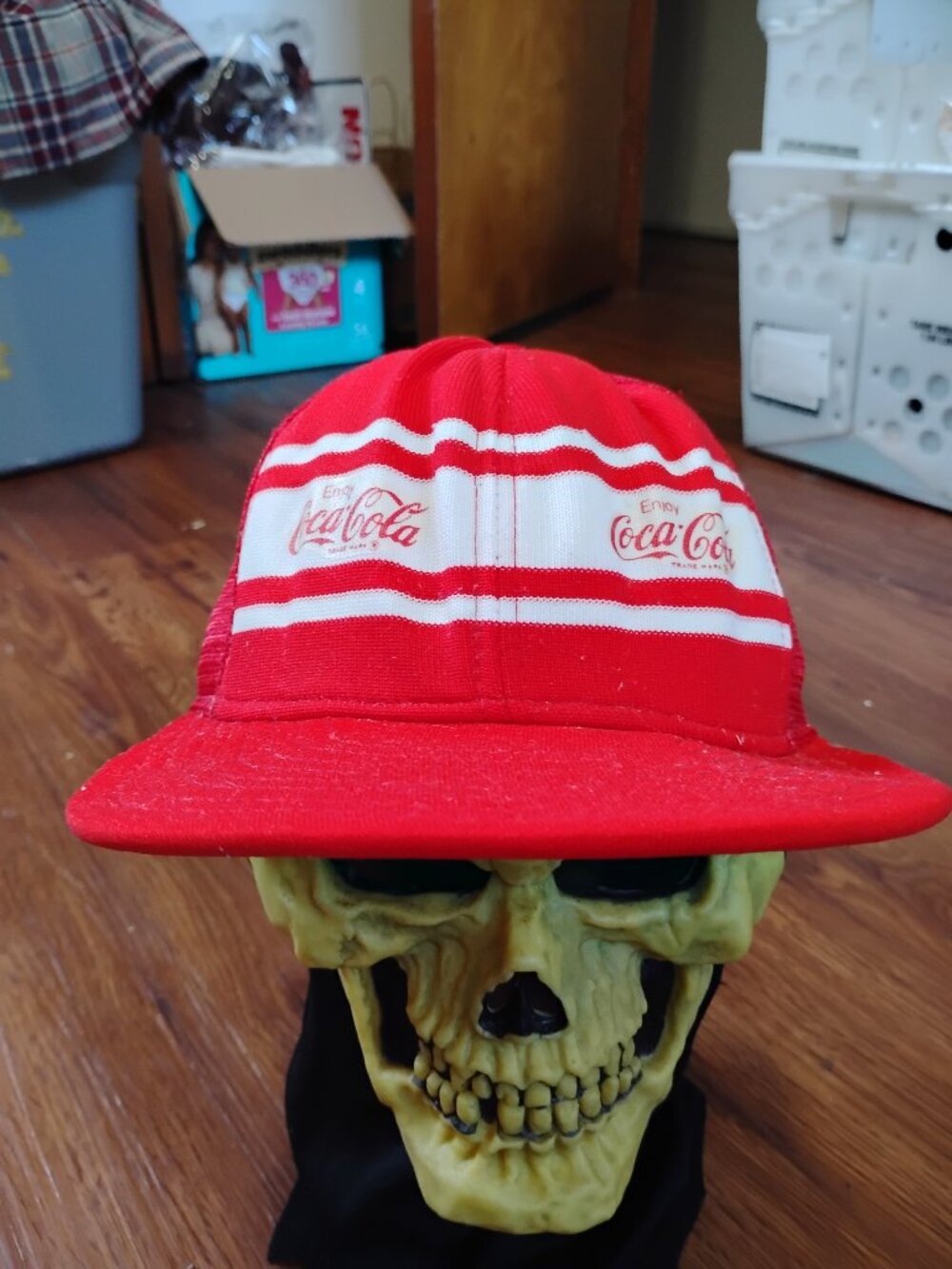 Vintage AJD Coca-Cola Stripe Snap Trucker Hat Cap